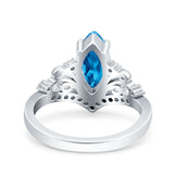 Marquise Art Deco Wedding Engagement Bridal Ring Round Simulated Cubic Zirconia 925 Sterling Silver