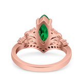 Marquise Art Deco Wedding Engagement Bridal Ring Round Simulated Cubic Zirconia 925 Sterling Silver