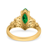 Marquise Art Deco Wedding Engagement Bridal Ring Round Simulated Cubic Zirconia 925 Sterling Silver