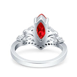 Marquise Art Deco Wedding Engagement Bridal Ring Round Simulated Cubic Zirconia 925 Sterling Silver