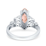 Marquise Art Deco Wedding Engagement Bridal Ring Round Simulated Cubic Zirconia 925 Sterling Silver