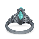 Marquise Art Deco Wedding Engagement Bridal Ring Round Simulated Cubic Zirconia 925 Sterling Silver