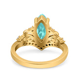 Marquise Art Deco Wedding Engagement Bridal Ring Round Simulated Cubic Zirconia 925 Sterling Silver