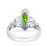 Marquise Art Deco Wedding Engagement Bridal Ring Round Simulated Cubic Zirconia 925 Sterling Silver