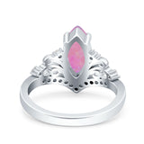 Marquise Art Deco Wedding Engagement Bridal Ring Round Simulated Cubic Zirconia 925 Sterling Silver