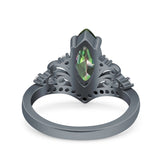 Marquise Art Deco Wedding Engagement Bridal Ring Round Simulated Cubic Zirconia 925 Sterling Silver