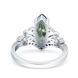 Marquise Art Deco Wedding Engagement Bridal Ring Round Simulated Cubic Zirconia 925 Sterling Silver