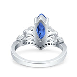 Marquise Art Deco Wedding Engagement Bridal Ring Round Simulated Cubic Zirconia 925 Sterling Silver