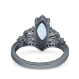 Marquise Art Deco Wedding Engagement Bridal Ring Round Simulated Cubic Zirconia 925 Sterling Silver