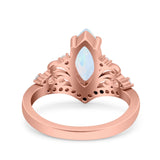 Marquise Art Deco Wedding Engagement Bridal Ring Round Simulated Cubic Zirconia 925 Sterling Silver