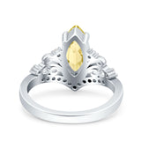 Marquise Art Deco Wedding Engagement Bridal Ring Round Simulated Cubic Zirconia 925 Sterling Silver