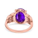 Art Deco Oval Wedding Engagement Ring Round Simulated Cubic Zirconia 925 Sterling Silver