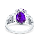 Art Deco Oval Wedding Engagement Ring Round Simulated Cubic Zirconia 925 Sterling Silver