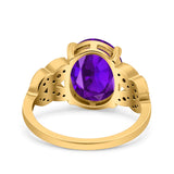 Art Deco Oval Wedding Engagement Ring Round Simulated Cubic Zirconia 925 Sterling Silver