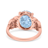 Art Deco Oval Wedding Engagement Ring Round Simulated Cubic Zirconia 925 Sterling Silver