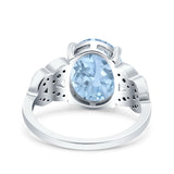Art Deco Oval Wedding Engagement Ring Round Simulated Cubic Zirconia 925 Sterling Silver