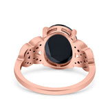 Art Deco Oval Wedding Engagement Ring Round Simulated Cubic Zirconia 925 Sterling Silver