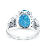 Art Deco Oval Wedding Engagement Ring Round Simulated Cubic Zirconia 925 Sterling Silver