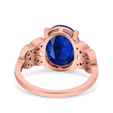 Art Deco Oval Wedding Engagement Ring Round Simulated Cubic Zirconia 925 Sterling Silver