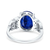 Art Deco Oval Wedding Engagement Ring Round Simulated Cubic Zirconia 925 Sterling Silver