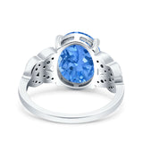 Art Deco Oval Wedding Engagement Ring Round Simulated Cubic Zirconia 925 Sterling Silver