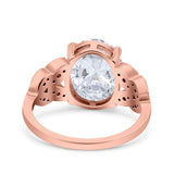 Art Deco Oval Wedding Engagement Ring Round Simulated Cubic Zirconia 925 Sterling Silver