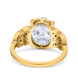 Art Deco Oval Wedding Engagement Ring Round Simulated Cubic Zirconia 925 Sterling Silver