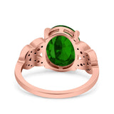 Art Deco Oval Wedding Engagement Ring Round Simulated Cubic Zirconia 925 Sterling Silver