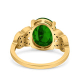 Art Deco Oval Wedding Engagement Ring Round Simulated Cubic Zirconia 925 Sterling Silver