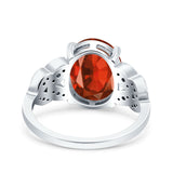 Art Deco Oval Wedding Engagement Ring Round Simulated Cubic Zirconia 925 Sterling Silver