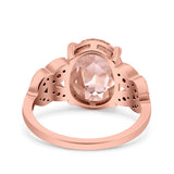 Art Deco Oval Wedding Engagement Ring Round Simulated Cubic Zirconia 925 Sterling Silver