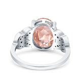 Art Deco Oval Wedding Engagement Ring Round Simulated Cubic Zirconia 925 Sterling Silver