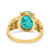 Art Deco Oval Wedding Engagement Ring Round Simulated Cubic Zirconia 925 Sterling Silver