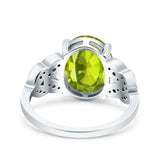 Art Deco Oval Wedding Engagement Ring Round Simulated Cubic Zirconia 925 Sterling Silver