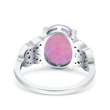 Art Deco Oval Wedding Engagement Ring Round Simulated Cubic Zirconia 925 Sterling Silver