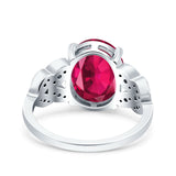 Art Deco Oval Wedding Engagement Ring Round Simulated Cubic Zirconia 925 Sterling Silver