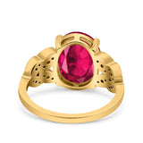 Art Deco Oval Wedding Engagement Ring Round Simulated Cubic Zirconia 925 Sterling Silver