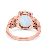 Art Deco Oval Wedding Engagement Ring Round Simulated Cubic Zirconia 925 Sterling Silver