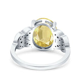 Art Deco Oval Wedding Engagement Ring Round Simulated Cubic Zirconia 925 Sterling Silver