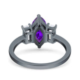 Marquise Art Deco Emerald Cut Wedding Bridal Ring Simulated Cubic Zirconia 925 Sterling Silver