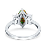 Marquise Art Deco Emerald Cut Wedding Bridal Ring Simulated Cubic Zirconia 925 Sterling Silver