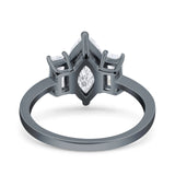 Marquise Art Deco Emerald Cut Wedding Bridal Ring Simulated Cubic Zirconia 925 Sterling Silver