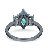 Marquise Art Deco Emerald Cut Wedding Bridal Ring Simulated Cubic Zirconia 925 Sterling Silver