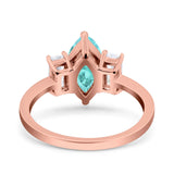 Marquise Art Deco Emerald Cut Wedding Bridal Ring Simulated Cubic Zirconia 925 Sterling Silver