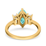 Marquise Art Deco Emerald Cut Wedding Bridal Ring Simulated Cubic Zirconia 925 Sterling Silver