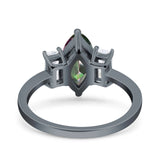 Marquise Art Deco Emerald Cut Wedding Bridal Ring Simulated Cubic Zirconia 925 Sterling Silver