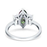 Marquise Art Deco Emerald Cut Wedding Bridal Ring Simulated Cubic Zirconia 925 Sterling Silver