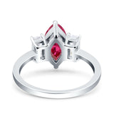 Marquise Art Deco Emerald Cut Wedding Bridal Ring Simulated Cubic Zirconia 925 Sterling Silver