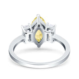Marquise Art Deco Emerald Cut Wedding Bridal Ring Simulated Cubic Zirconia 925 Sterling Silver