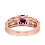Art Deco Wedding Bridal Engagement Ring Band Round Simulated Cubic Zirconia 925 Sterling Silver